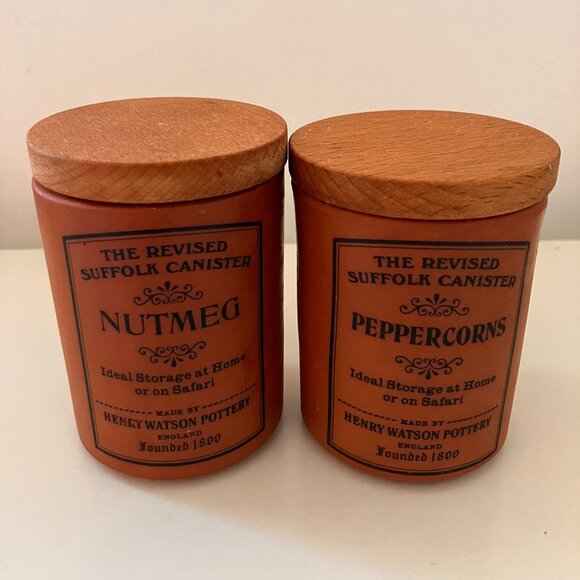 Henry Watson Pottery Terracotta Spice Jars - England Suffolk Revised Canisters - Picture 8 of 13